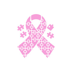 Autism Awareness Puzzle Ribbon Element Vector Illustration
