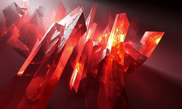 Glowing Red Crystal Formations Abstract Background image