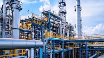 Massive industrial machinery in an open factory setting, focusing on large metal structures