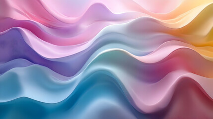 Fototapeta premium Abstract 3D Pastel Rainbow Wave Background Flows Smoothly with Colorful Gradient Hues