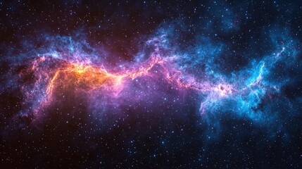 Vibrant cosmic nebula with swirling colors and stars in a vast universe backdrop