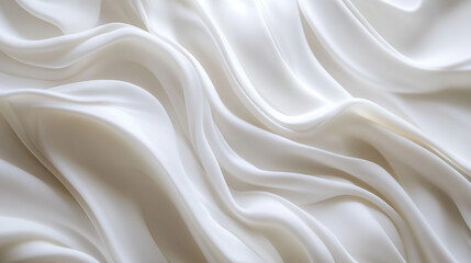 Obraz premium Elegant White Silk Fabric Draped Soft Smooth Texture Background Wave Cream Shiny Style Clean Light 