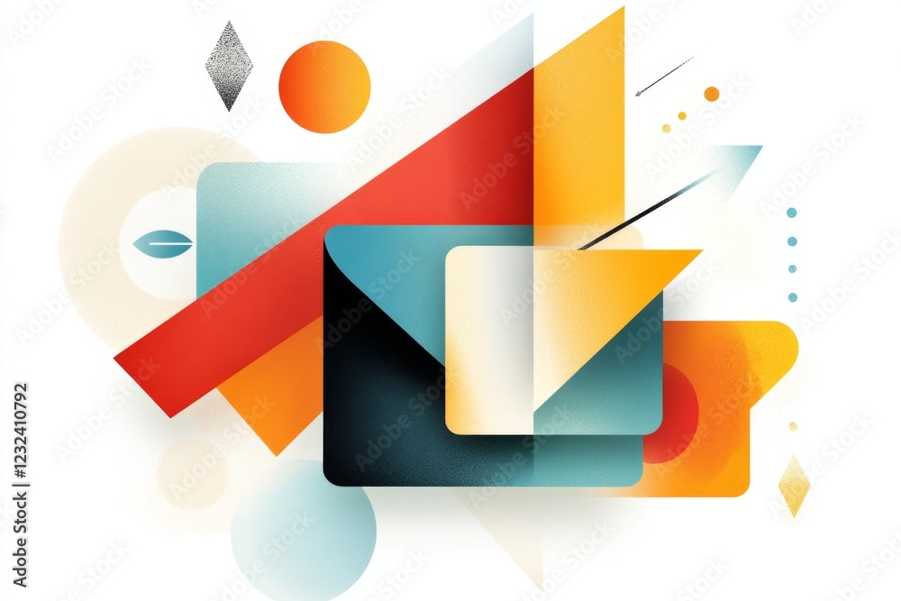Poster An abstract icon of a wallet with arrows going in and out, drawn in clean lines and soft pastel tones