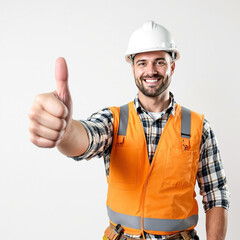 Worker showing thumbs up