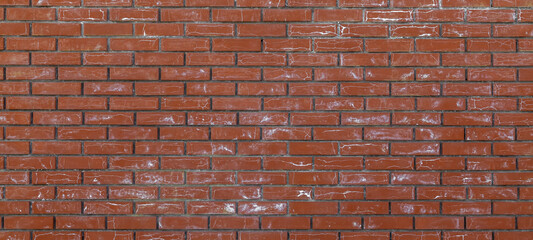Fototapeta premium high resolution panorama brick wall made of old red brick