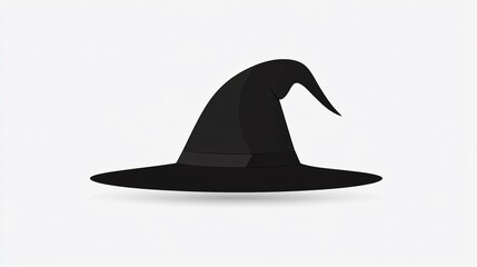 Fototapeta premium Elegant Black Witch Hat Icon for Halloween Events Vector Illustration in Flat Style