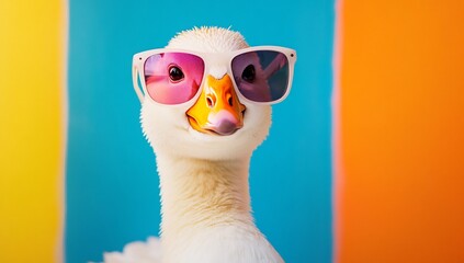 Cool Goose in Sunglasses: A Vibrant Summer Portrait