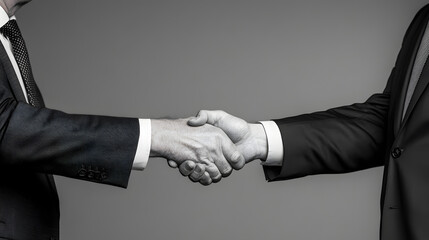 Black and white vintage-style image of a handshake, symbolizing historical business agreements - UHD 4K Image	