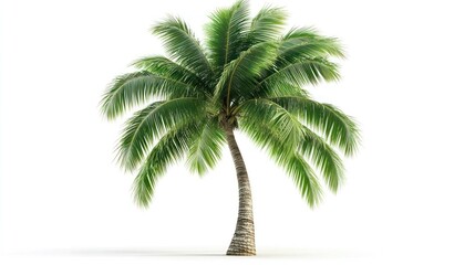 Tropical Coconut Palm Tree on White Background, Vacation
