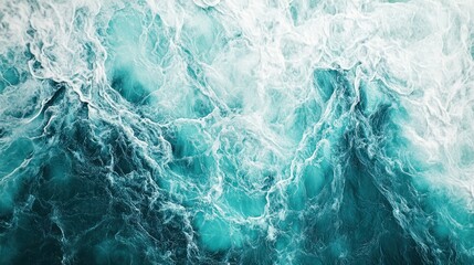 Fototapeta premium Aerial view of ocean waves, churning water, texture background, design