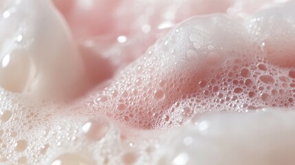 Fototapeta premium Pink soap suds with white bubbles.