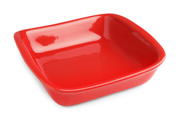 One ceramic casserole isolated on white. Cooking utensil