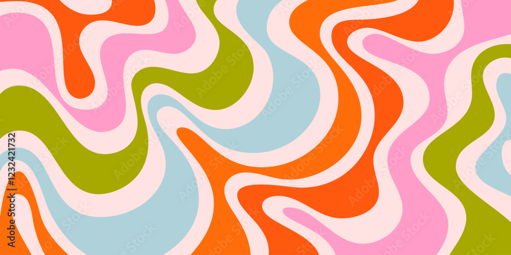 Leinwandbilder abstract wavy geometric y2k texture vector design. cool trendy groovy curvy pattern. psychedelic tri