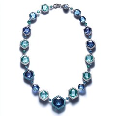 Obraz premium Elegant Blue and Green Statement Necklace with Hexagonal Gems