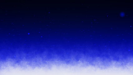 Realistic background of blue smoke, fog, steam, vapor cloud with particles flying upwards. Blue smoke slowly floats through space on a light background. 3D rendering