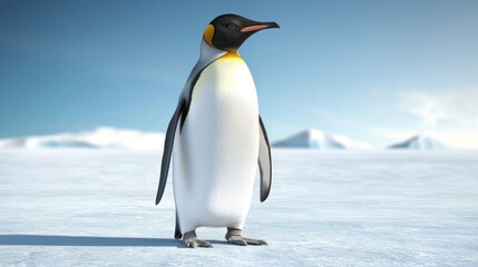 Obraz premium King Penguin in Snowy Antarctic Landscape