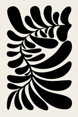 Modern earth seaweed abstract minimalist hand painted illustration for wall art decoration, cover, postcard or brochure design.