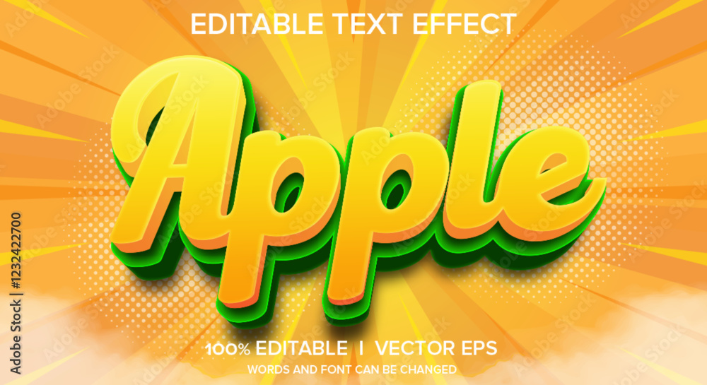 Fototapete aplle vector text effect with modern style design