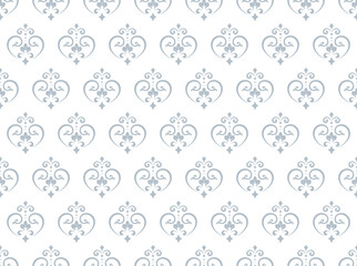 Floral pattern. Seamless vector background. Vintage wallpaper in the Baroque style. White and gray ornament for fabric, wallpaper, packaging. Ornate Damask flower illustration