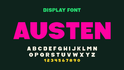 Austen digital alphabet font. Alphabet vector font with lowercase and number. Display font perfect for logos, quotes, cards, product packaging, social media, posters and other designs.