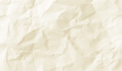 Neutral light crumpled paper, vector background texture. Wrinkled creased worn sheet