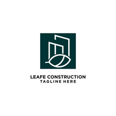 Simple leafe construction logo design premium vectot