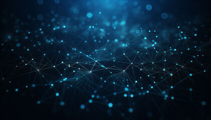 Black background with Dark blue and glow particle abstract.