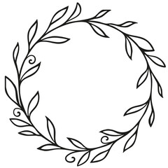Round botanical framw with leaves for logos and monograms