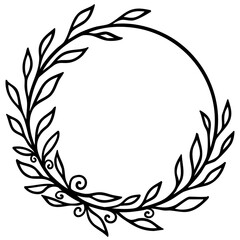 Round botanical framw with leaves for logos and monograms