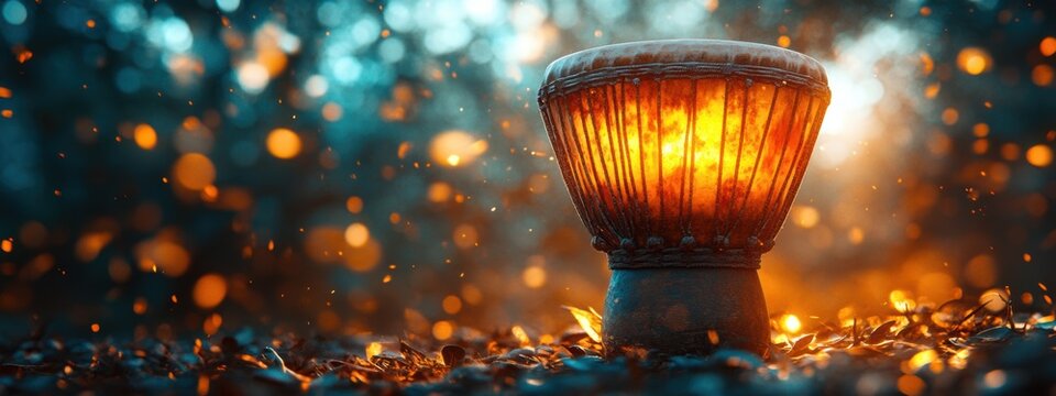 Glowing African Djembe Drum Music Culture Heritage
