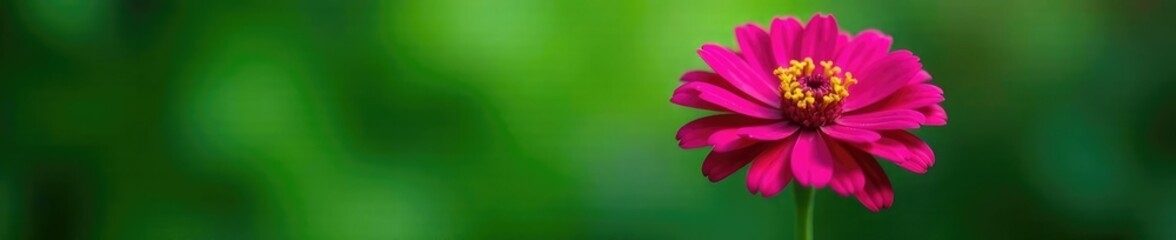 Obraz premium Dark pink chrysanthemum against a lush green background, botanicals, plants