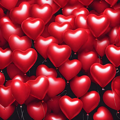Background of red and pink heart-shaped balloons for February 14th, Valentine's day, wedding, mother's day, birthday. Romantic concept