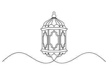Continuous One-Line Drawing of an Arabesque Lantern Lamp - Minimalist Decorative Art