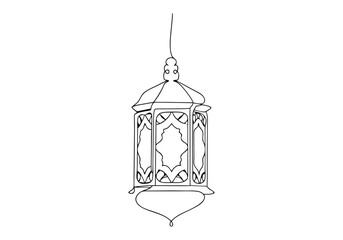 Continuous One-Line Drawing of an Arabesque Lantern Lamp - Minimalist Decorative Art