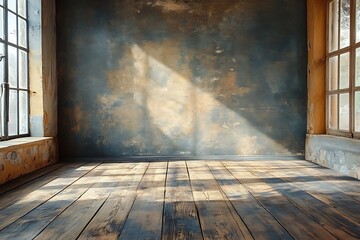 Empty Room with Vintage Floor Offers Ideal Space for Product Display Photography
