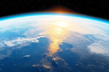 Obraz premium Satellite orbiting Earth with solar panels reflecting sunlight seamlessly looping 4k time-lapse animation video background. Space concept