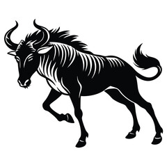 Fototapeta premium Zebra running in silhouette vector illustration