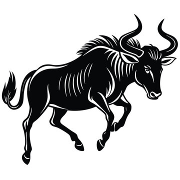 Zebra running in silhouette vector illustration