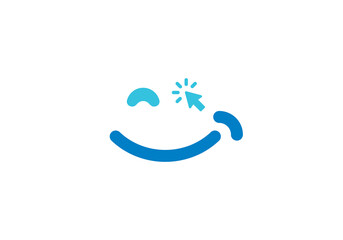 click smile logo combination. modern minimalist for happy shopping vector design
