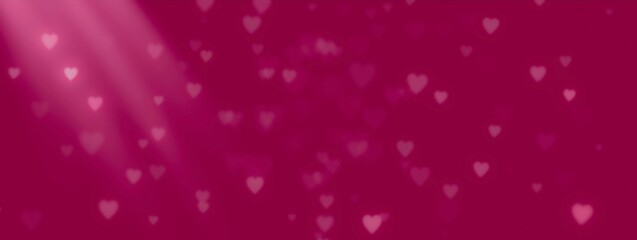 Obraz premium Valentines day background banner - abstract panorama background with red hearts - concept love 