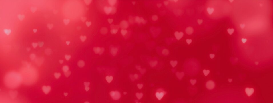 Valentines day background banner - abstract panorama background with red hearts - concept love	