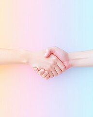 Fototapeta premium Handshake on Pastel Background, Business Handshake for Trust and Collaboration, Business Handshake for Corporate Deals, Business Handshake for Teamwork Agreements
