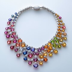 Obraz premium Elegant Rainbow Gemstone Necklace with Sparkling Crystal Accents