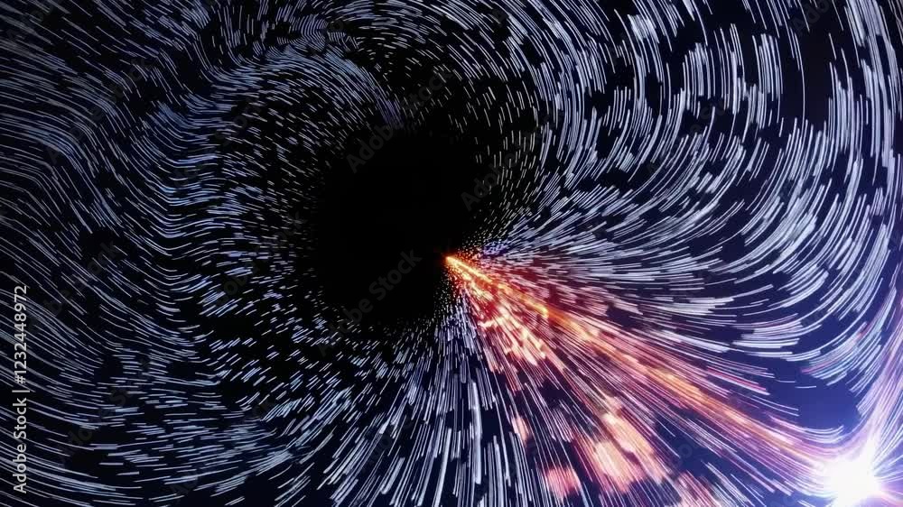 Leinwandbilder experience the journey through a swirling vortex filled with vibrant colors and glowing particles in