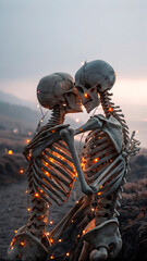 Motorcycle rider on road and beach with armored warrior statue