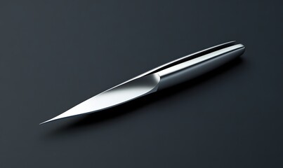 Sleek silver knife on dark background; product photography for design catalogs