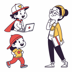 Flat Character Designs Set with Avatars and Mascots