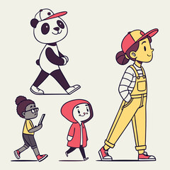 Flat Character Designs Set with Avatars and Mascots