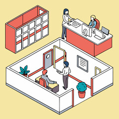 Vector Illustration of Office Scenes in Flat Design