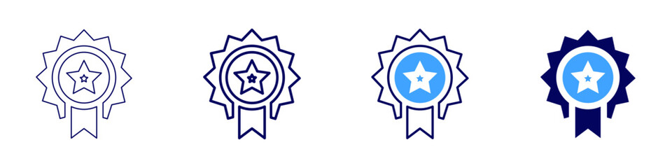 Star medal icon in 4 different styles. Thin Line, Line, Bold, and Bold Line. Duotone style. Editable stroke